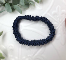 Load image into Gallery viewer, Luxury Mulberry Silk hair scrunchies - Navy