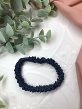 Load image into Gallery viewer, Luxury Mulberry Silk hair scrunchies - Navy
