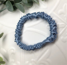 Load image into Gallery viewer, Luxury Mulberry Silk hair scrunchies - Light Blue