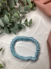 Load image into Gallery viewer, Luxury Mulberry Silk hair scrunchies - Cyan