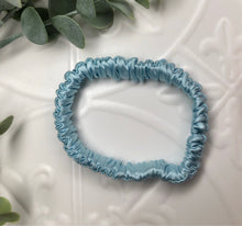 Load image into Gallery viewer, Luxury Mulberry Silk hair scrunchies - Cyan