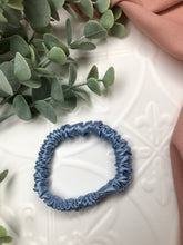 Load image into Gallery viewer, Luxury Mulberry Silk hair scrunchies - Light Blue
