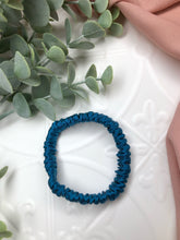 Load image into Gallery viewer, Luxury Mulberry Silk hair scrunchies - Peacock Blue