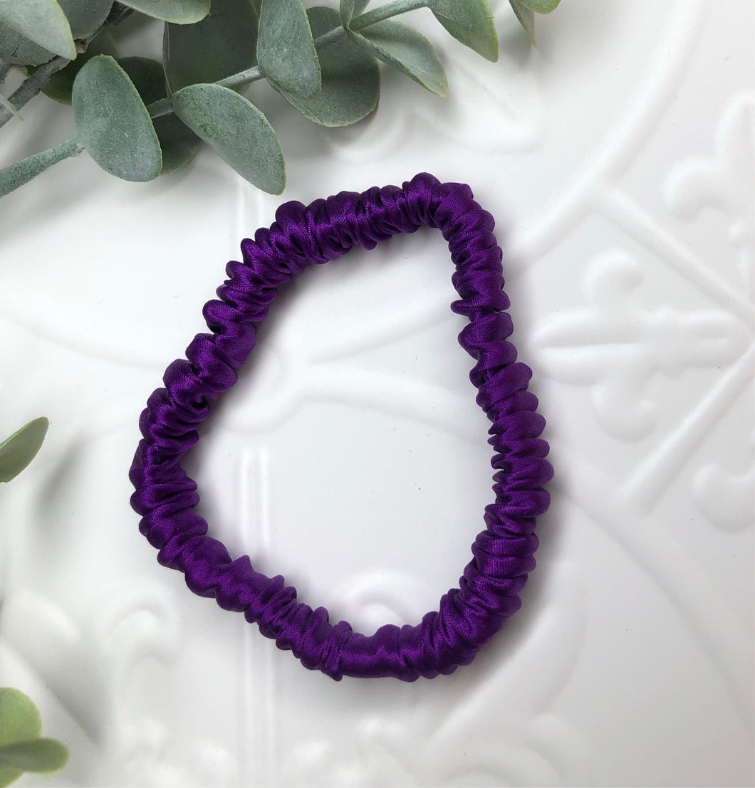 Luxury Mulberry Silk hair scrunchies - Dark Purple