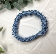 Load image into Gallery viewer, Luxury Mulberry Silk hair scrunchies - Light  Blue
