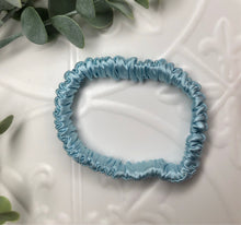 Load image into Gallery viewer, Luxury Mulberry Silk hair scrunchies - Cyan
